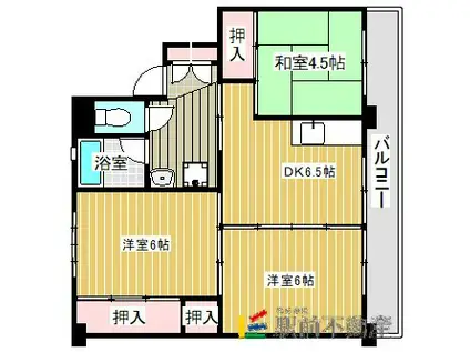西鉄天神大牟田線 塩塚駅 徒歩8分 5階建 築37年(3DK/3階)の間取り写真