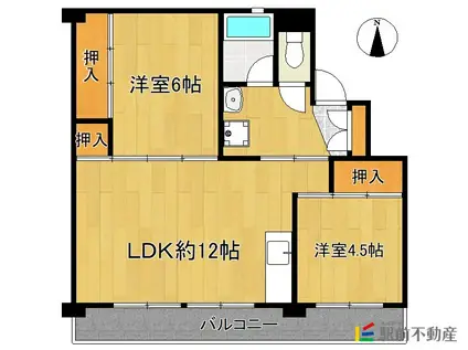 西鉄天神大牟田線 矢加部駅 徒歩6分 5階建 築38年(2LDK/5階)の間取り写真