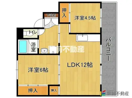 西鉄天神大牟田線 犬塚駅 徒歩32分 5階建 築42年(2LDK/3階)の間取り写真