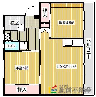 鹿児島本線 瀬高駅 徒歩13分 5階建 築46年(2LDK/5階)の間取り写真