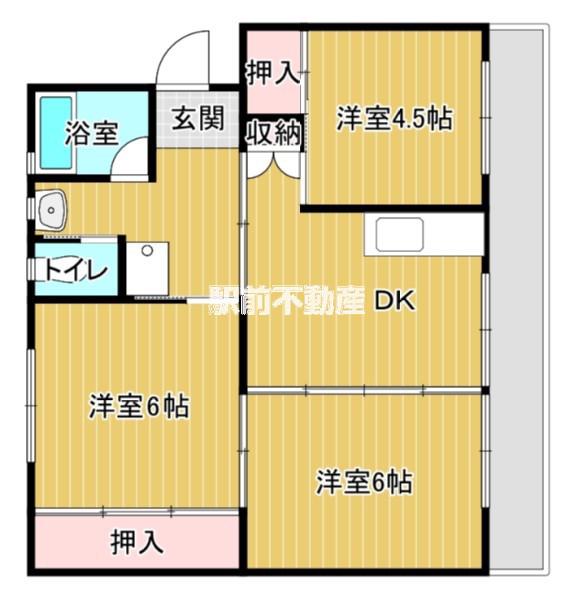 ビレッジハウス城島I(3DK/3階)の間取り写真