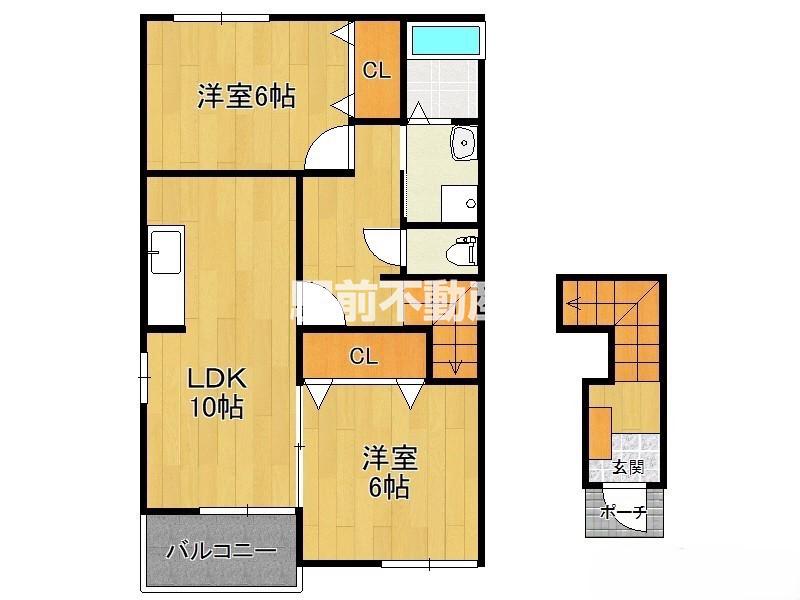 フェリーチェA(2LDK/2階)の間取り写真