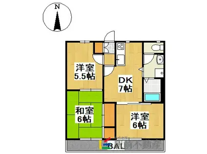フレグランス三池(3DK/2階)の間取り写真