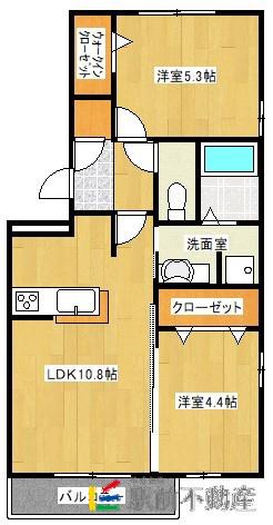 クレイン(2LDK/1階)の間取り写真