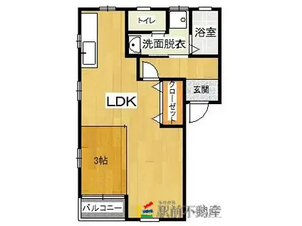 B-BLUE(1LDK/2階)の間取り写真