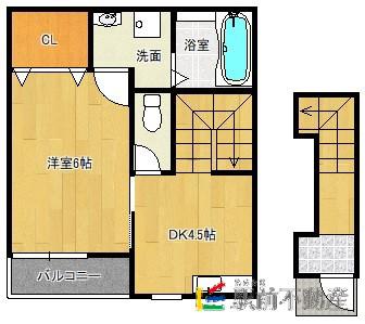 LE BLANC 1(1DK/2階)の間取り写真