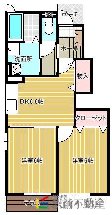 西鉄天神大牟田線 大溝駅 徒歩53分 2階建 築22年(2DK/1階)の間取り写真