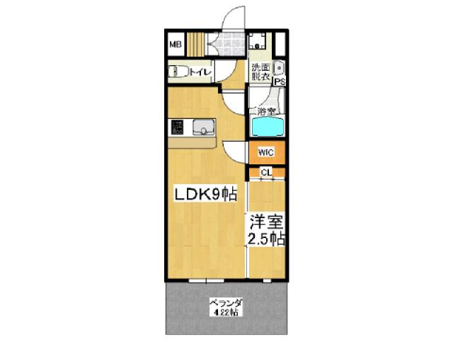 ロイヤルシティ大川(1LDK/5階)の間取り写真
