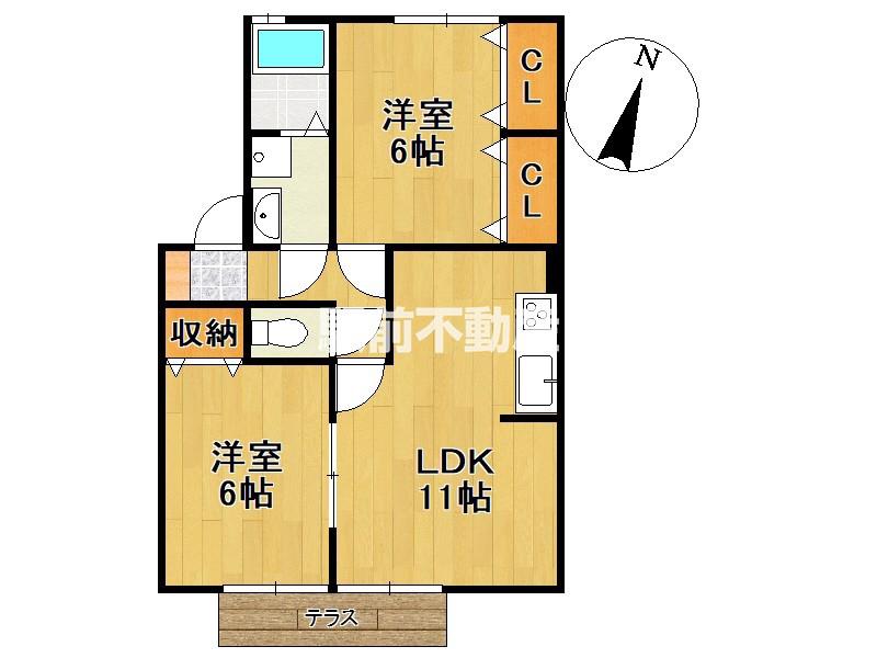 ディアコート(2LDK/1階)の間取り写真