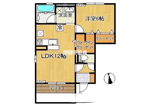 鹿児島本線 瀬高駅 徒歩14分 2階建 築9年(1LDK/1階)の間取り写真