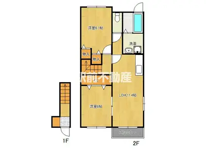 フェリーチェⅡC(2LDK/2階)の間取り写真