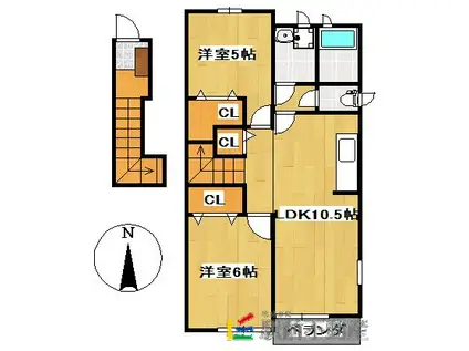 西鉄天神大牟田線 西鉄銀水駅 徒歩26分 2階建 築22年(2LDK/2階)の間取り写真