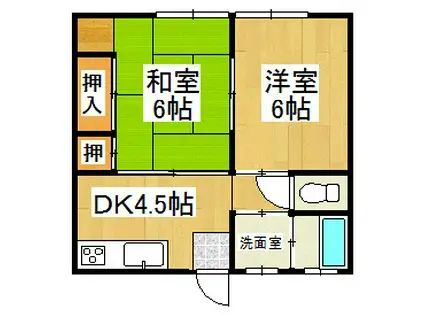 広川ゆのそアパート(2DK/1階)の間取り写真