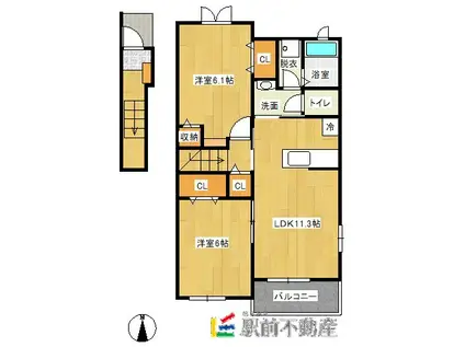 鹿児島本線 荒尾駅(熊本) 徒歩22分 2階建 築8年(2LDK/2階)の間取り写真