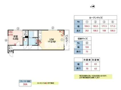 パーチェ・筑後 B棟(1LDK/1階)の間取り写真
