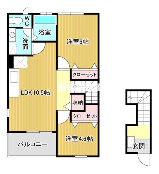 ラシーヌⅢ壱番館(2LDK/2階)の間取り写真