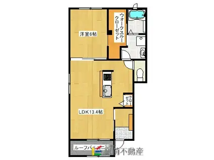 鹿児島本線 羽犬塚駅 徒歩12分 2階建 築7年(1LDK/1階)の間取り写真