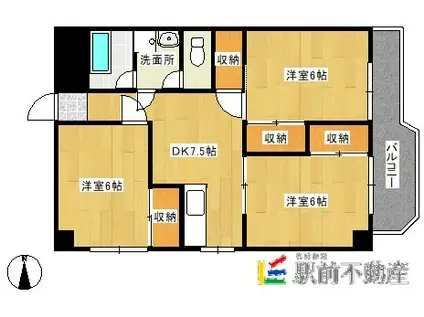 増田ビル(3DK/3階)の間取り写真