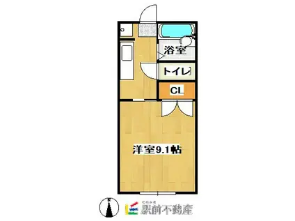 クワコーポ小川B棟(1K/1階)の間取り写真