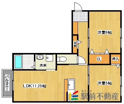 鹿児島本線 西牟田駅 徒歩28分 2階建 築18年(2LDK/1階)の間取り写真