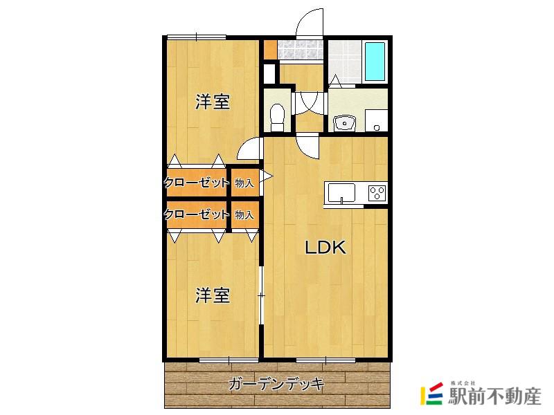 パーチェ・大川B棟(2LDK/1階)の間取り写真