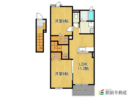 グランデ フィオーレI(2LDK/2階)の間取り写真