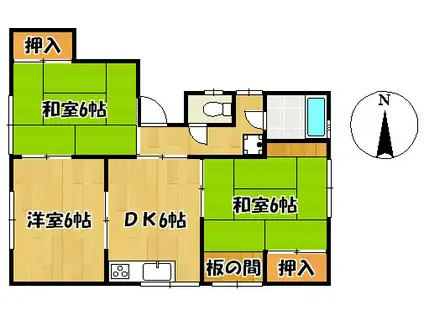 西鉄天神大牟田線 西鉄銀水駅 徒歩2分 1階建 築29年(3DK)の間取り写真