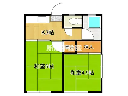 静香荘(2K/2階)の間取り写真