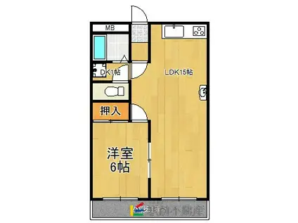 グリーンパークゆのそD(1LDK/3階)の間取り写真