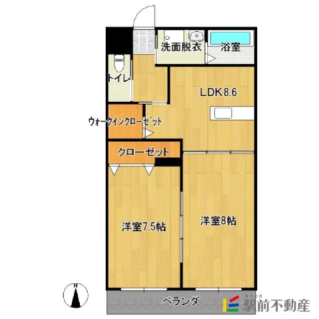 レジェンド希II(2DK/4階)の間取り写真