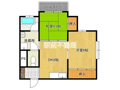 ウインライトビル(2DK/4階)の間取り写真