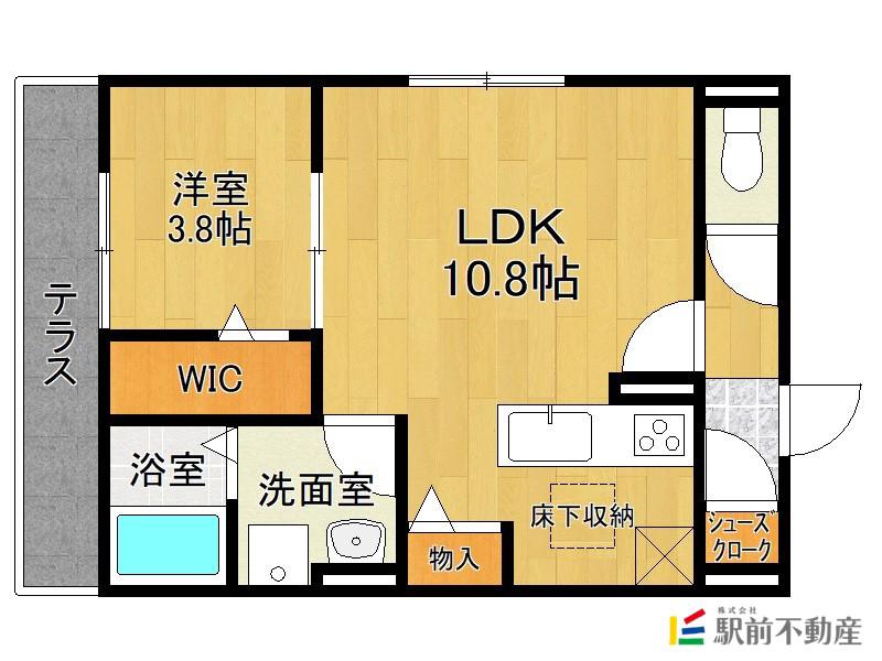 鹿児島本線 羽犬塚駅 徒歩12分 3階建 築6年(1LDK/1階)の間取り写真