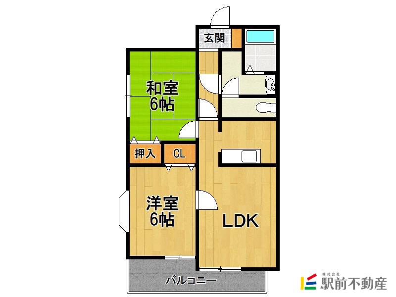 メゾンフルールA(2LDK/1階)の間取り写真
