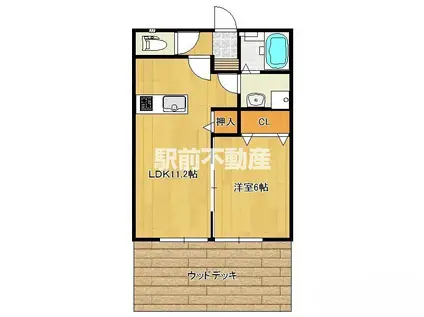 LADDER柳川(1LDK/1階)の間取り写真