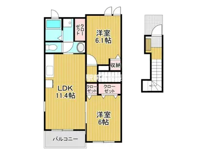 エクセレント・ベル A(2LDK/2階)の間取り写真