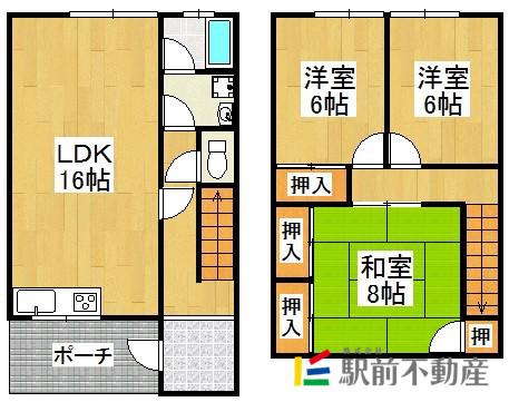 ウイング広川(3LDK/1階)の間取り写真