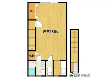 鹿児島本線 筑後船小屋駅 徒歩22分 2階建 築22年(ワンルーム/2階)の間取り写真