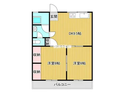 山絃マンション新栄町(2DK/2階)の間取り写真