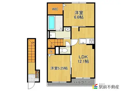鹿児島本線 羽犬塚駅 徒歩17分 2階建 築5年(2LDK/2階)の間取り写真