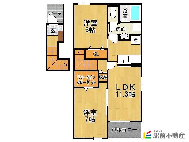 フランフラワーB(2LDK/2階)の間取り写真