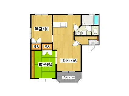 レジデンス陽明C(2LDK/1階)の間取り写真