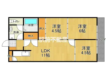 塩浜マンション(3LDK/4階)の間取り写真