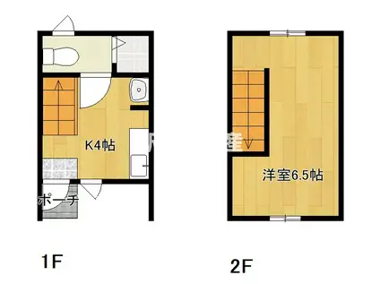 IKKA吉田B棟(1K/1階)の間取り写真
