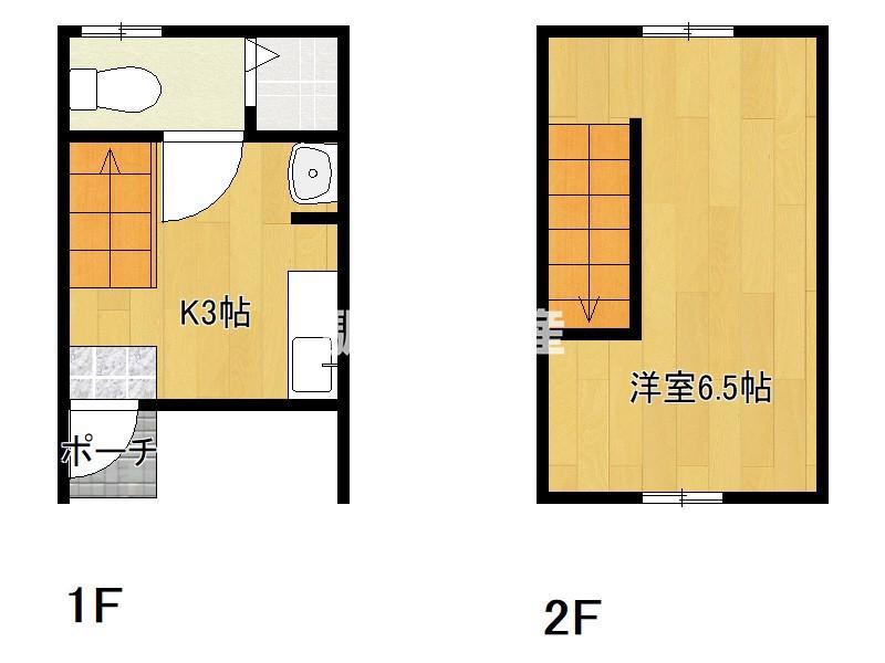 IKKA宅間田B棟(1K/1階)の間取り写真