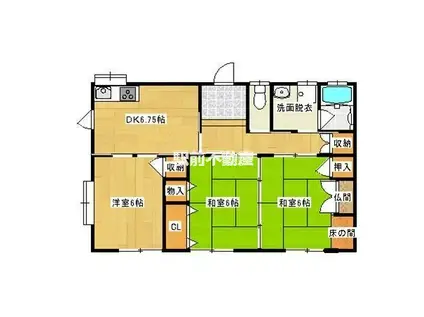 鹿児島本線 筑後船小屋駅 徒歩50分 1階建 築21年(3DK)の間取り写真