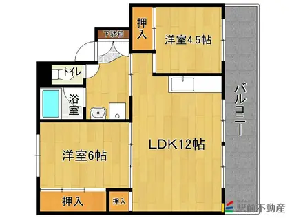 西鉄天神大牟田線 犬塚駅 徒歩32分 5階建 築42年(2LDK/4階)の間取り写真