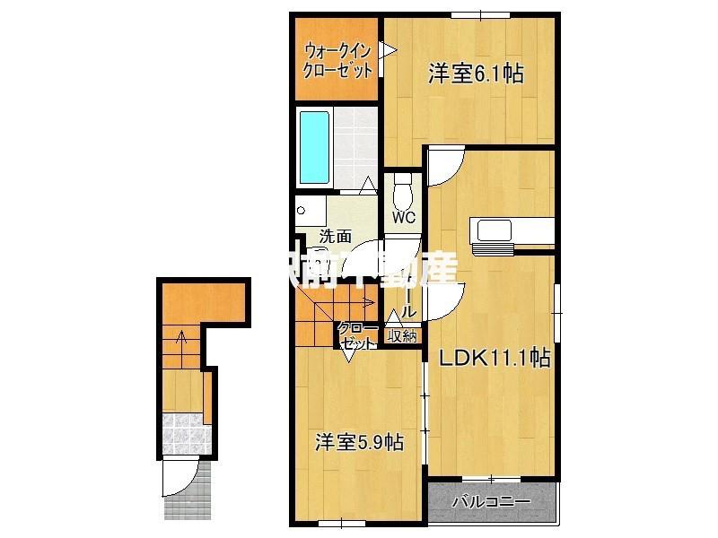 グランド ライン A(2LDK/2階)の間取り写真