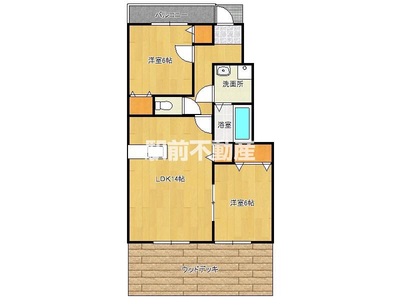 レミエ大川B棟(2LDK/1階)の間取り写真