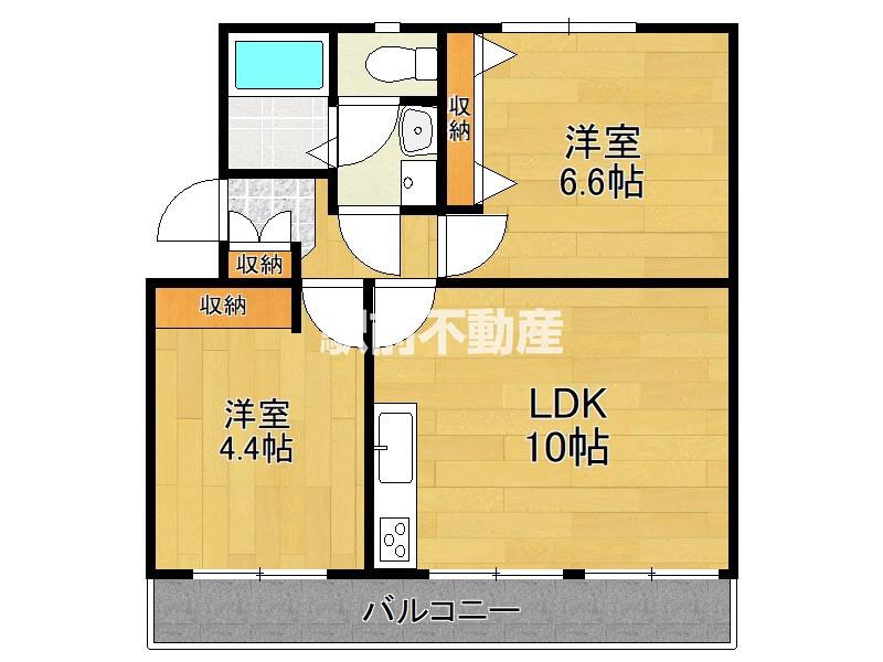 フロレゾン徳益(2LDK/3階)の間取り写真