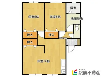 ピュアドームI(2LDK/2階)の間取り写真